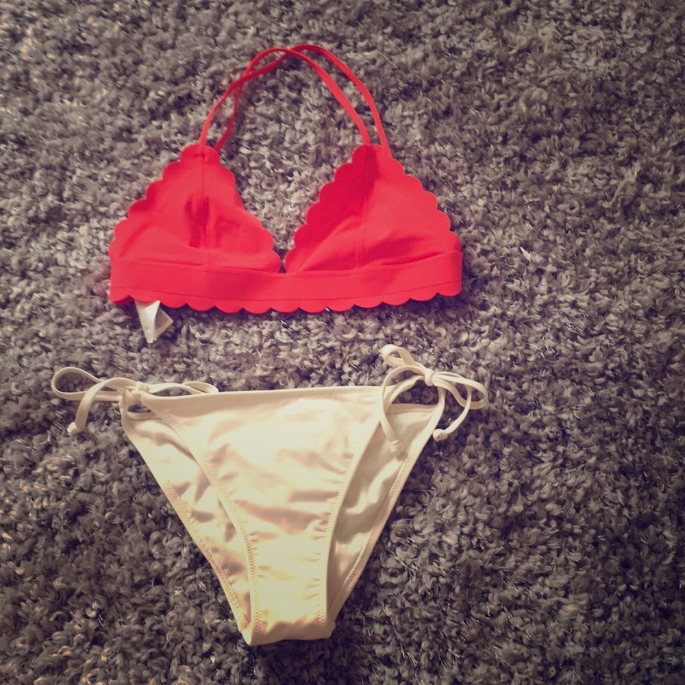 Orange and white bikini